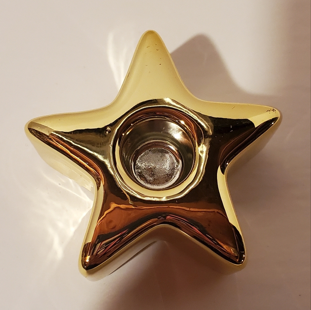 Vintage 80's Gold Taper Candle Holder, NWT